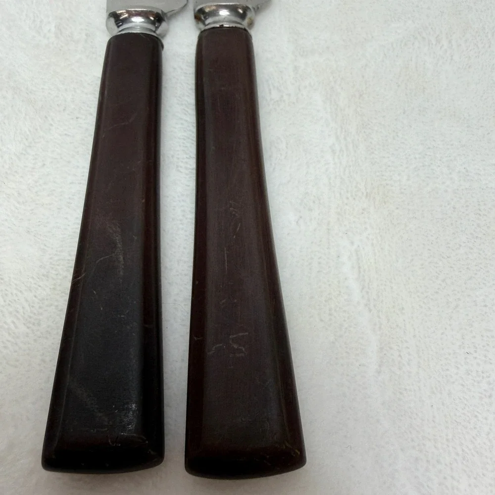 VTG Royal Brand Brown Bakelite Handle Dinner Knives Set of‎ 2 Made in England